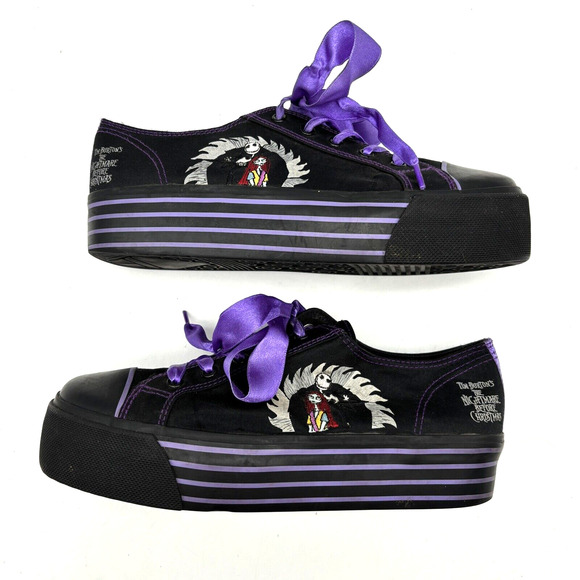 2003 Nightmare Before Christmas 10th Anniversary Black Purple Platform Sneaker 8 - Picture 1 of 16